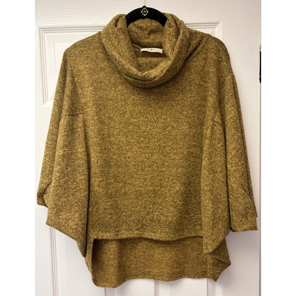 ​Before You Collection Knit Cowl Neck Poncho Sweater earth tone brown small cozy